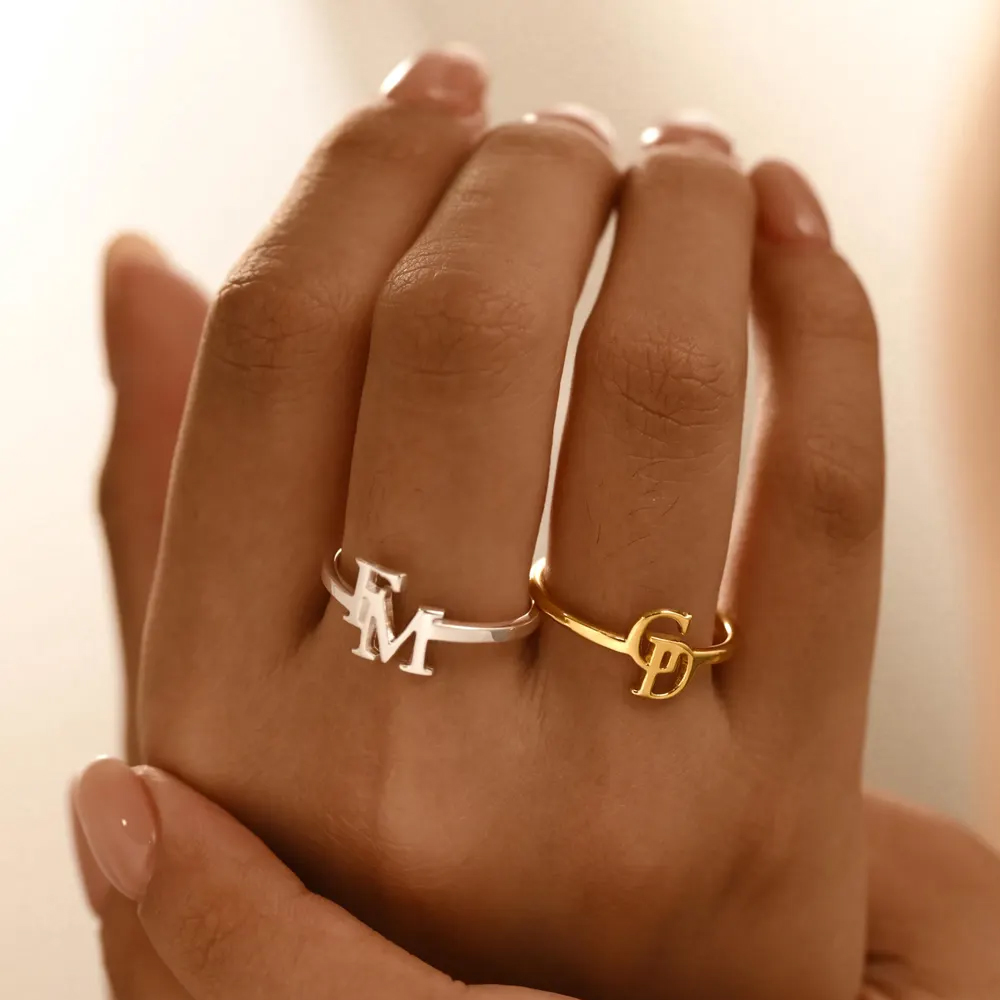 Initial Ring Custom - Customized Two Letter Ring for Women