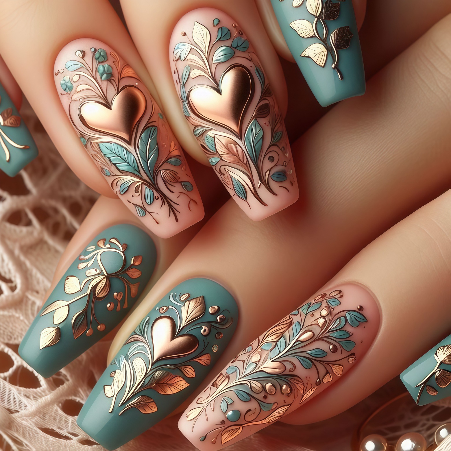 Pressed Flower Art - 24pcs/set 3D fake nails for women