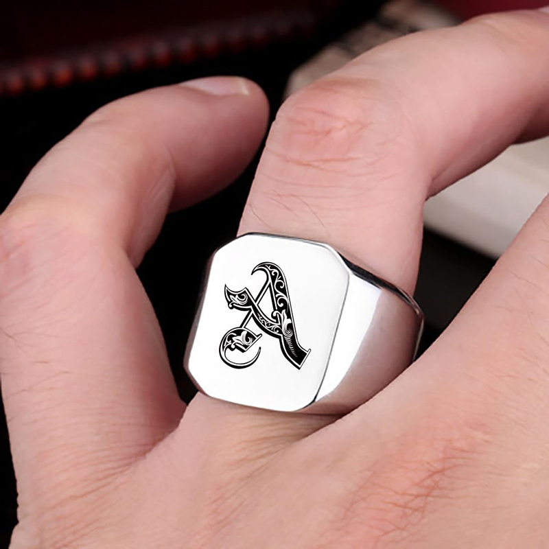 Initial Ring Custom - Custom Engraved Name Ring for Men