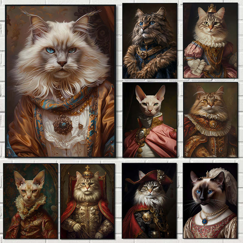 Pet Portrait Custom - Interesting Animal Victorian Animal Cat Portrait