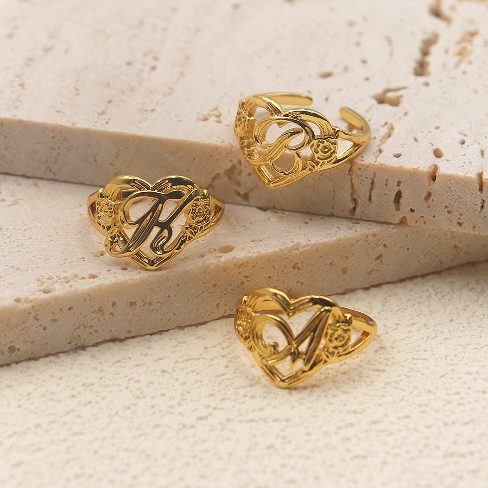 Gold Personalized Initials Hea - Initial Ring Custom avis et prix