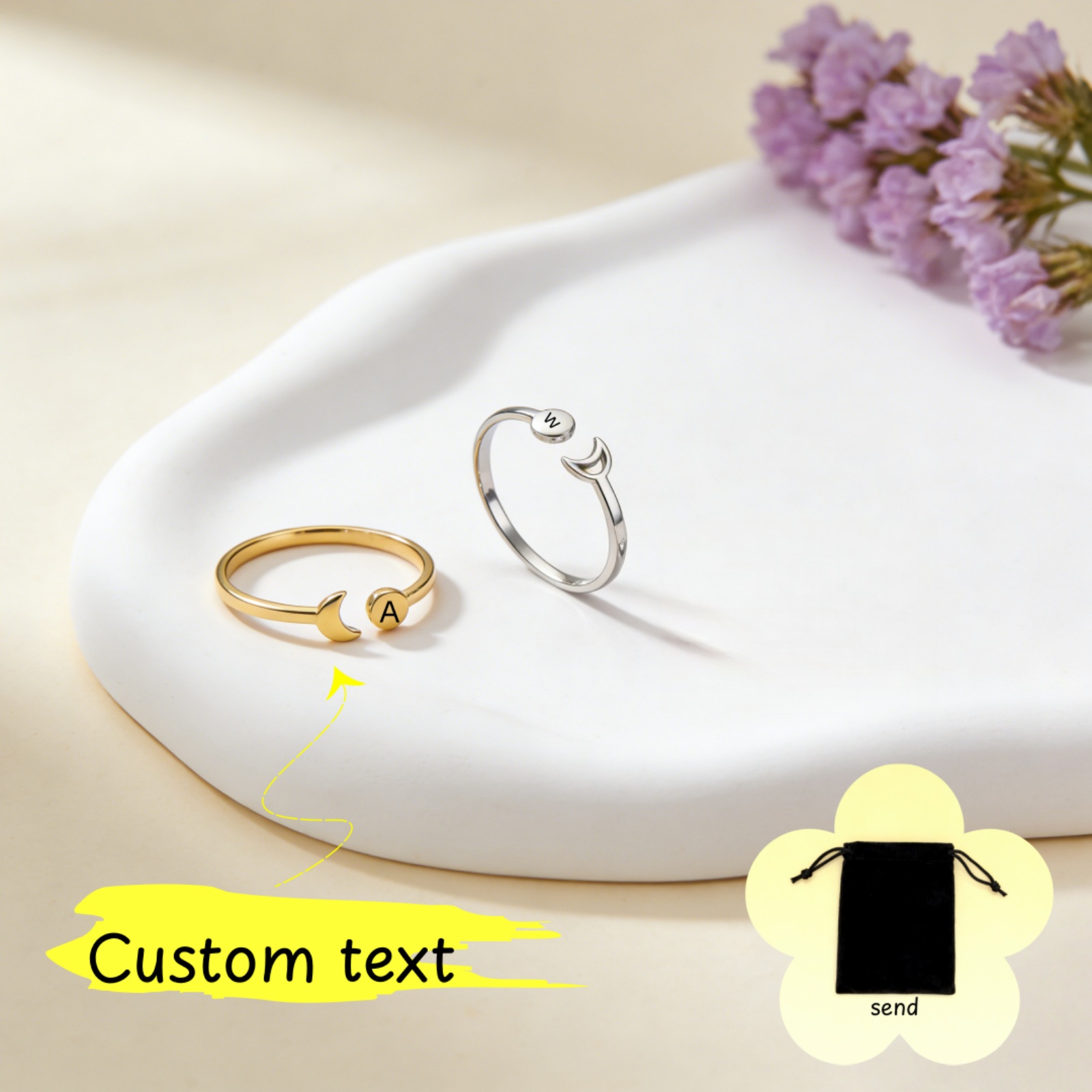 Customized Name A-Z Initial Re - Initial Ring Custom avis et prix