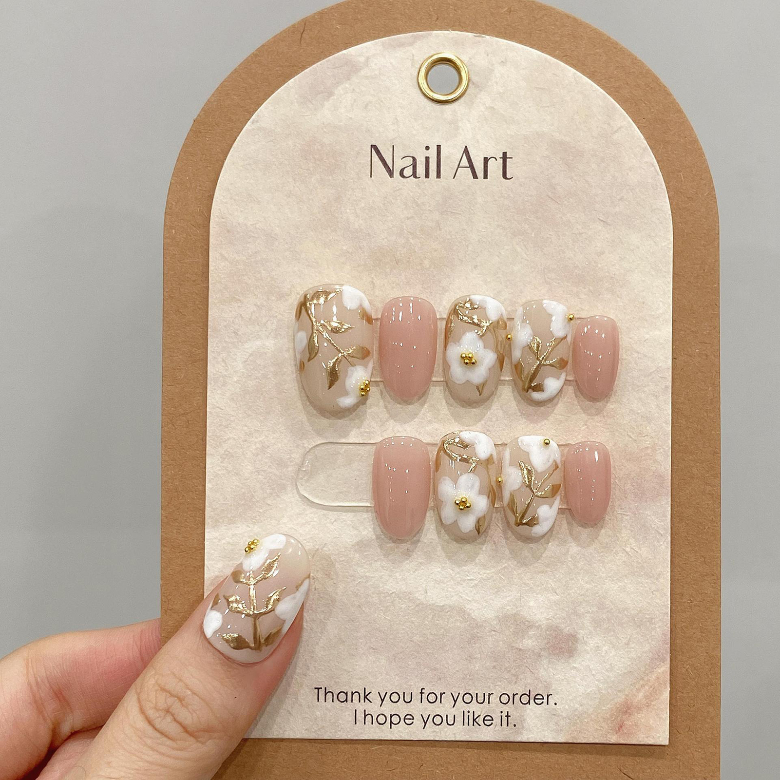 Handmade Press on Nails with W - Pressed Flower Art avis et prix