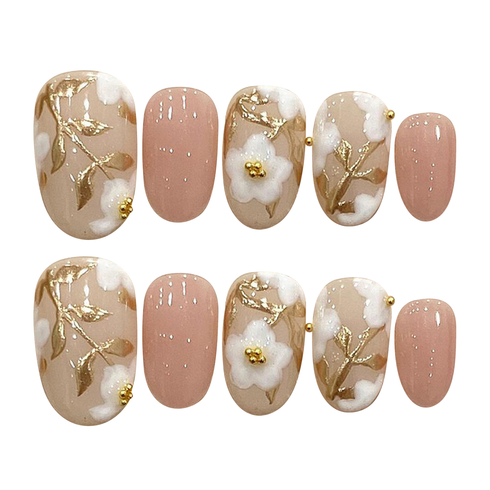 Handmade Press on Nails with W - Pressed Flower Art avis et prix