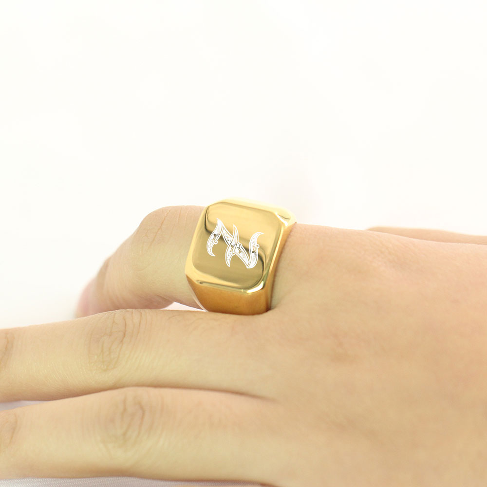 Gold Tone Mens Big Letter Ring - Initial Ring Custom avis et prix