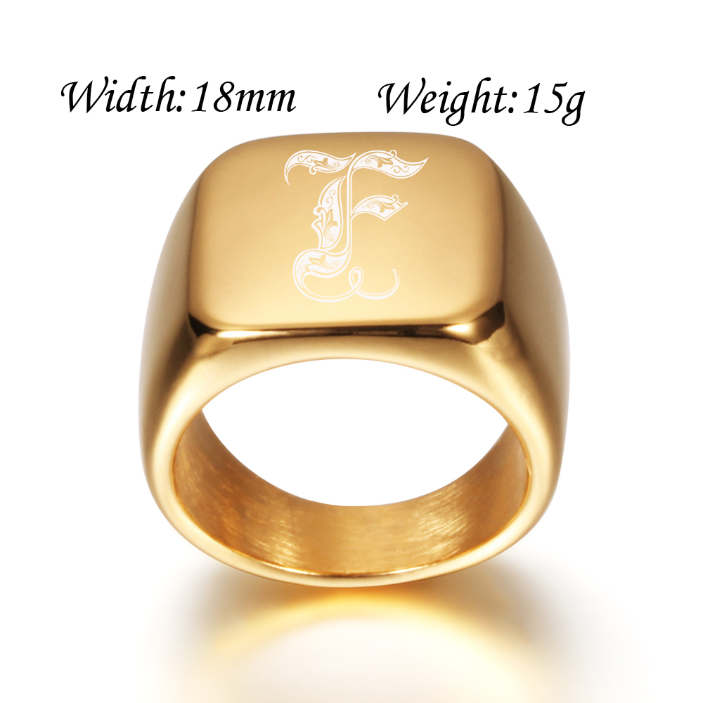 Gold Tone Mens Big Letter Ring - Initial Ring Custom avis et prix
