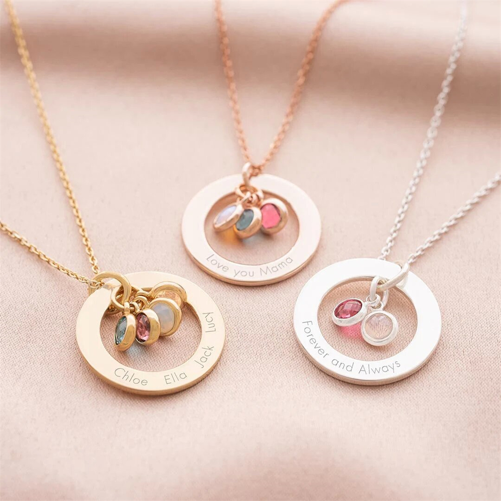 Custom Birthstone Eternal Ring - Birth Flower Necklace avis et prix