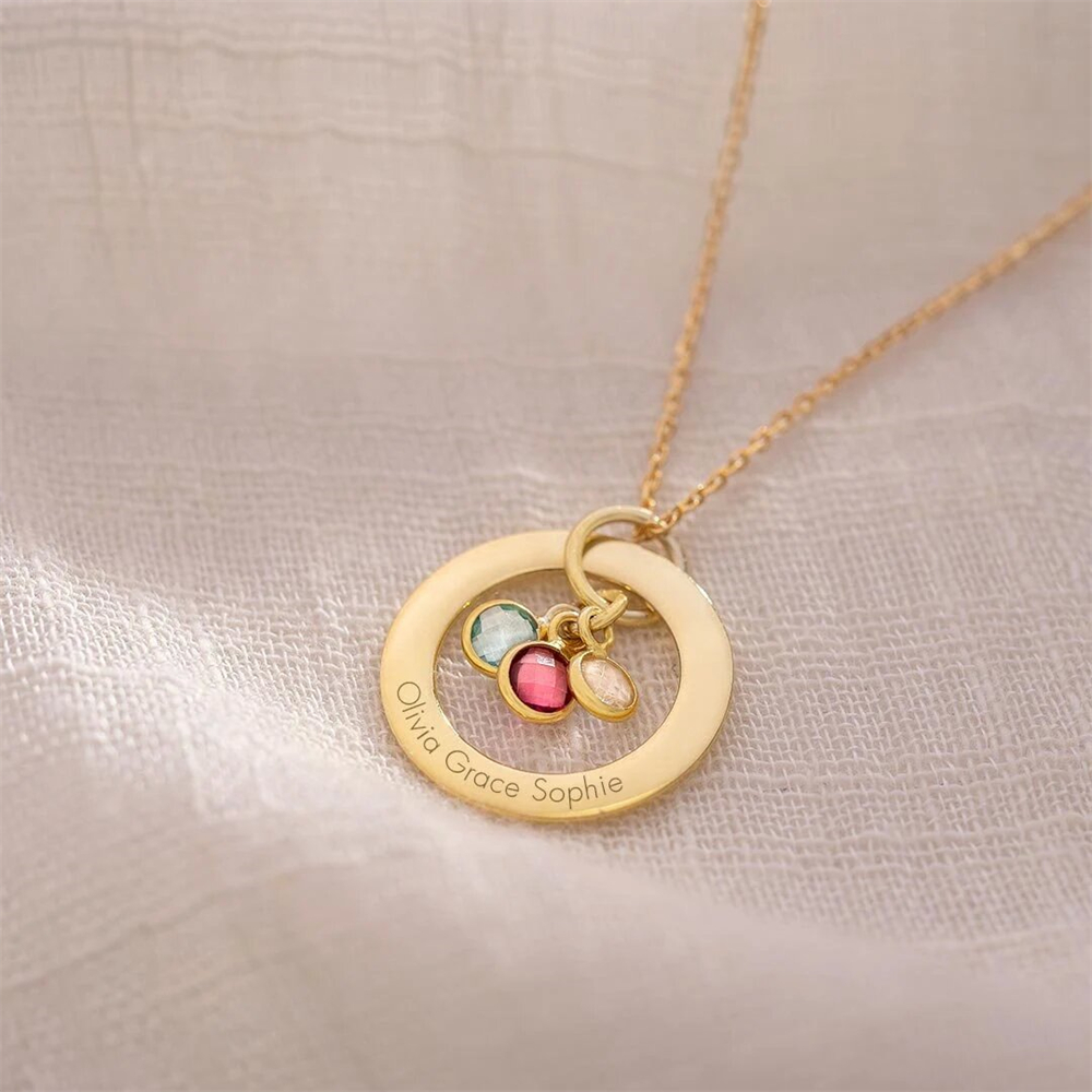 Custom Birthstone Eternal Ring - Birth Flower Necklace avis et prix