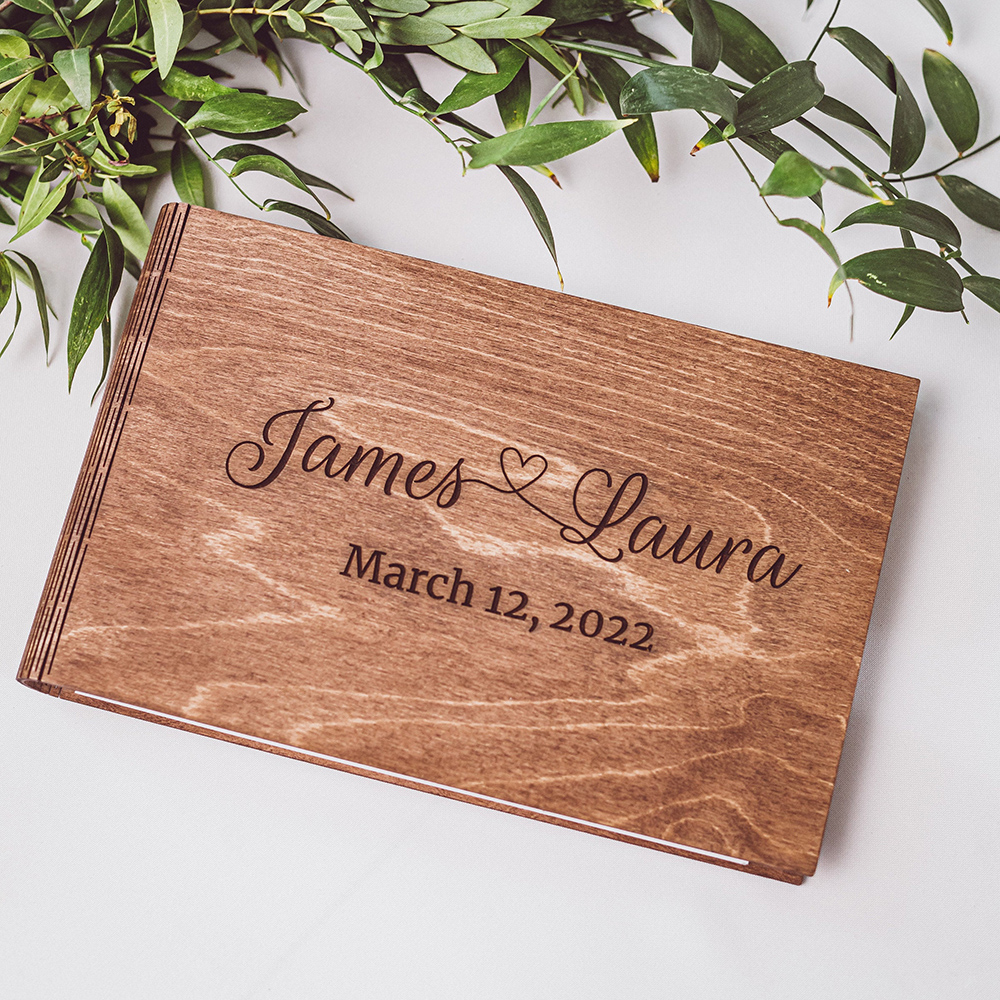 Personalized Wooden GuestBook  - Custom Photo Book avis et prix