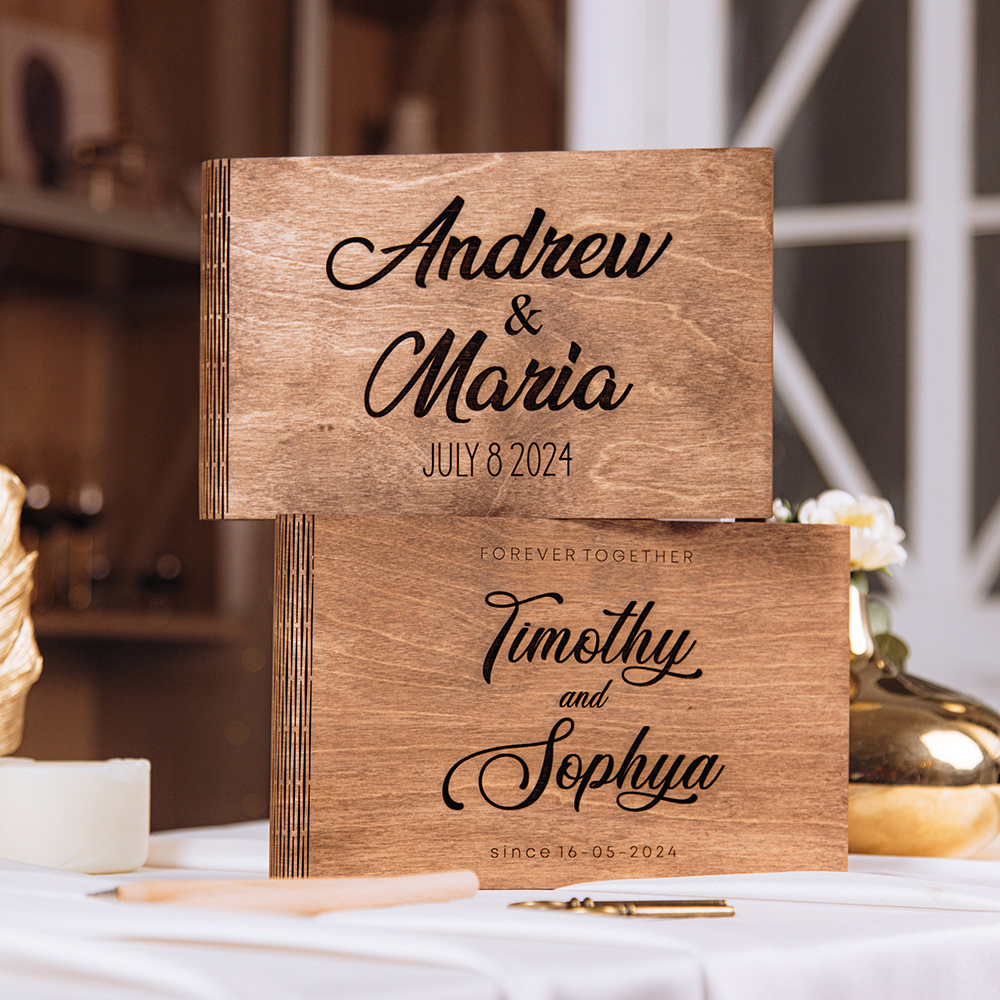 Personalized Wooden GuestBook  - Custom Photo Book avis et prix