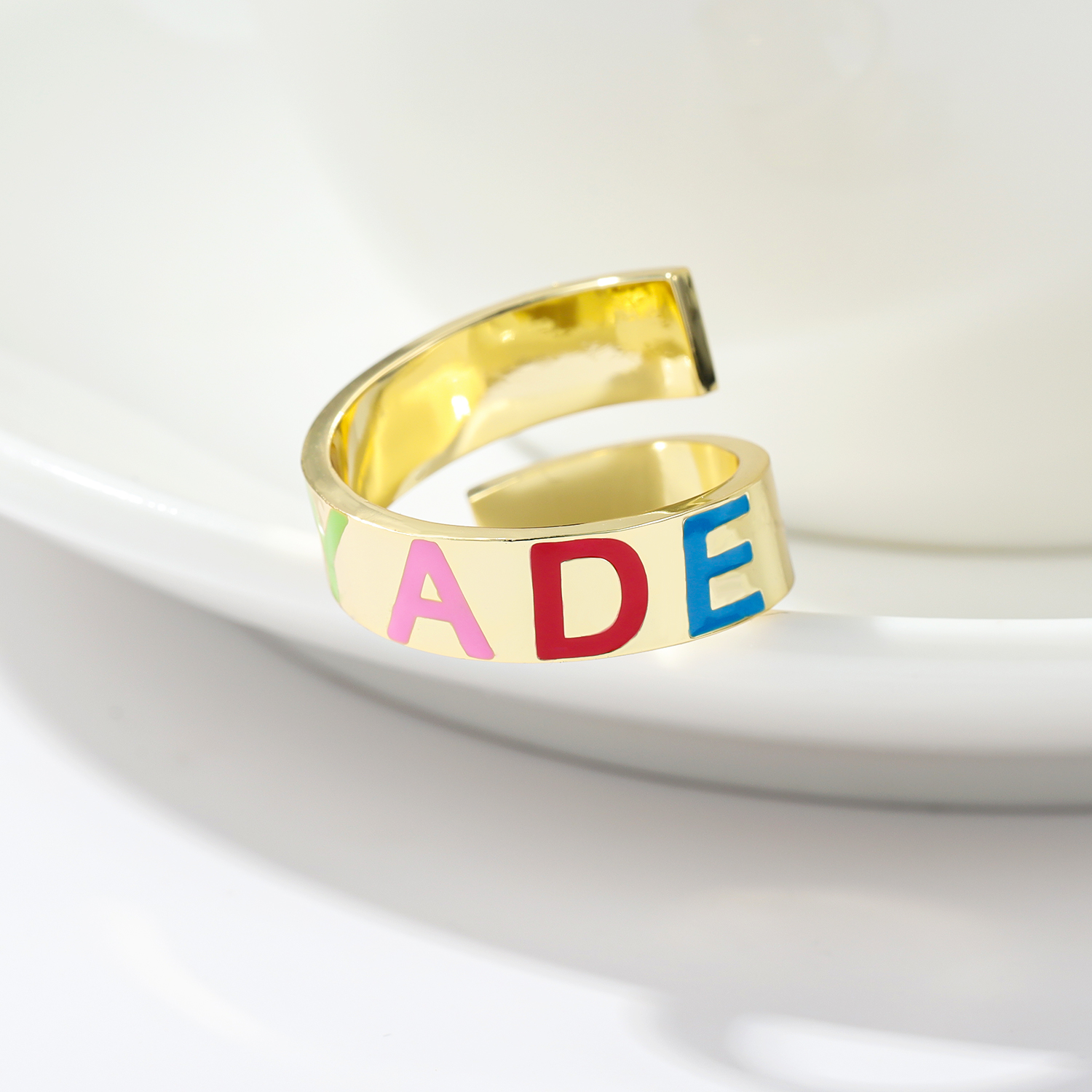 Customized Enamel Name Ring Op - Initial Ring Custom avis et prix