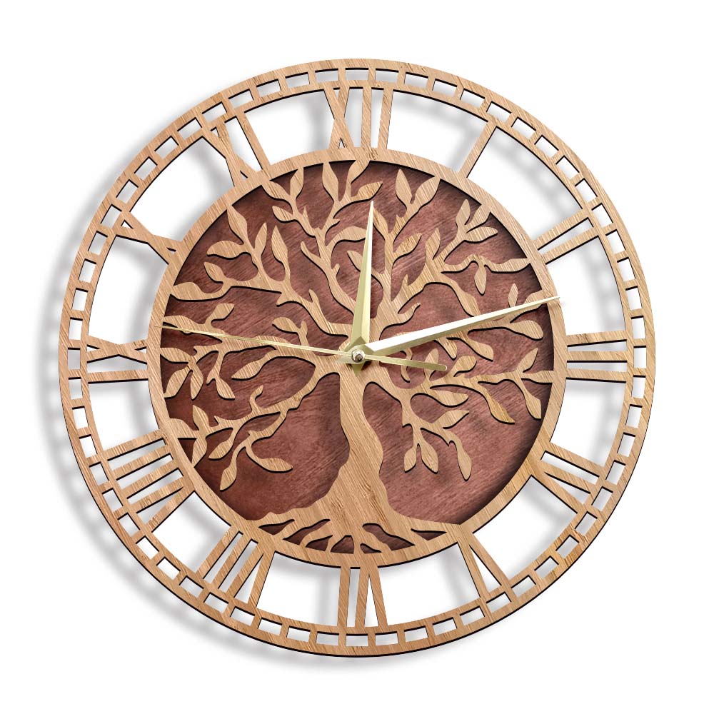 Tree of Life Wooden Wall Clock - Family Tree Print avis et prix