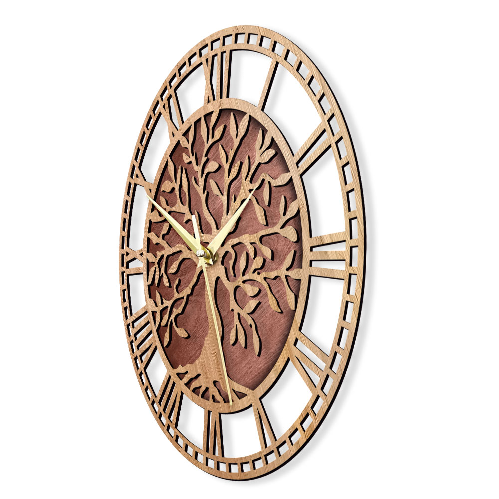 Tree of Life Wooden Wall Clock - Family Tree Print avis et prix