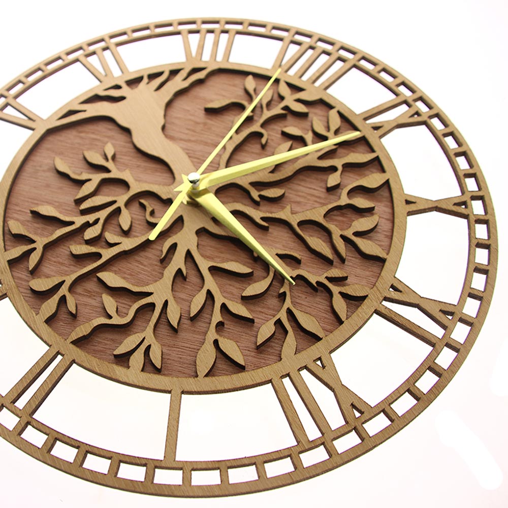 Tree of Life Wooden Wall Clock - Family Tree Print avis et prix