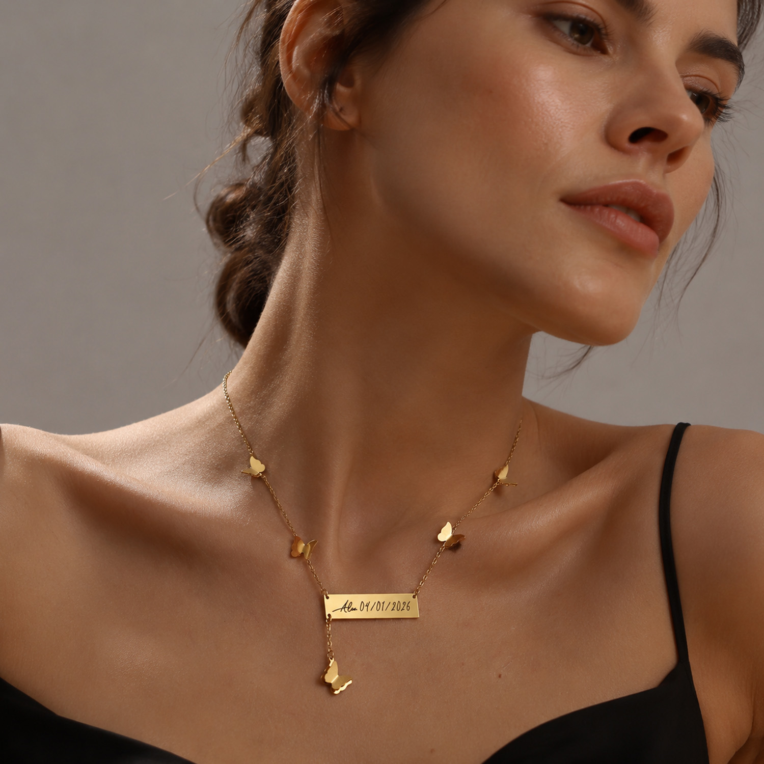 Personalized Butterfly Bar Nam - Handwriting Necklace Bar avis et prix