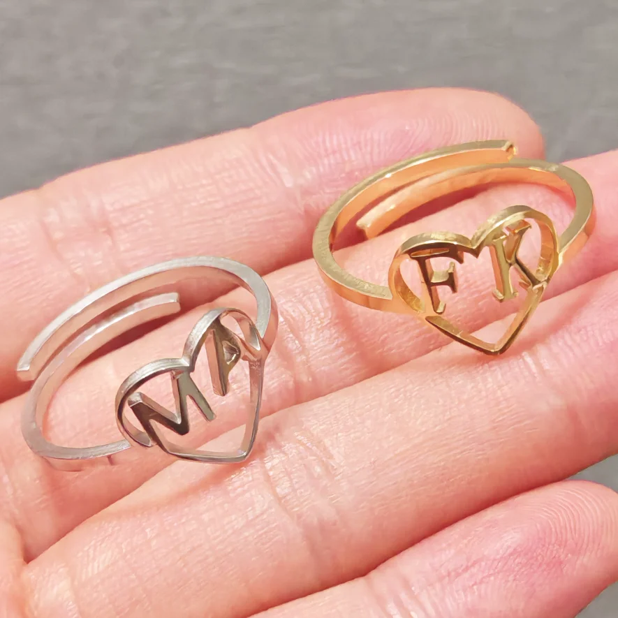 Custom Hollow Name Initials Ri - Initial Ring Custom avis et prix