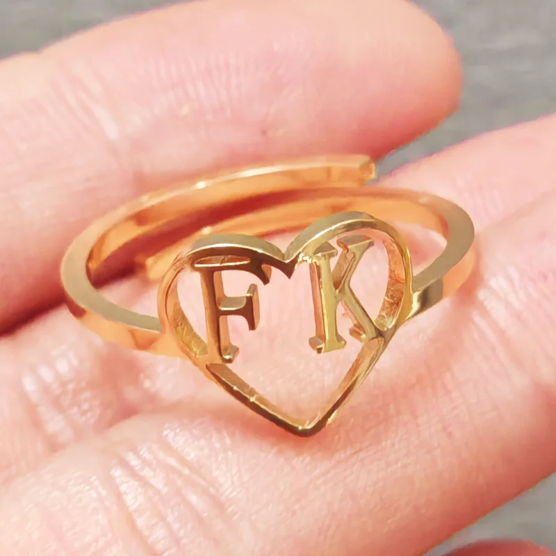 Custom Hollow Name Initials Ri - Initial Ring Custom avis et prix