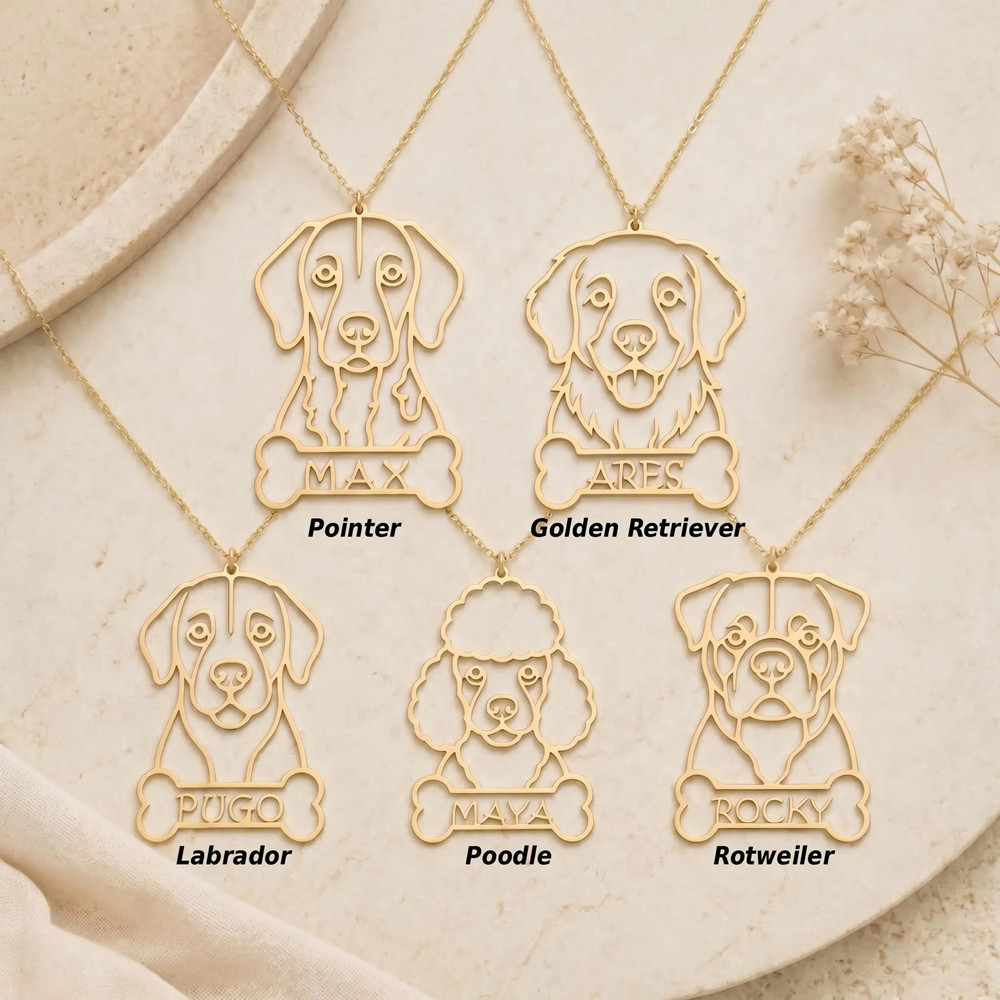 Personalized Custom Dog Breed  - Birth Flower Necklace avis et prix