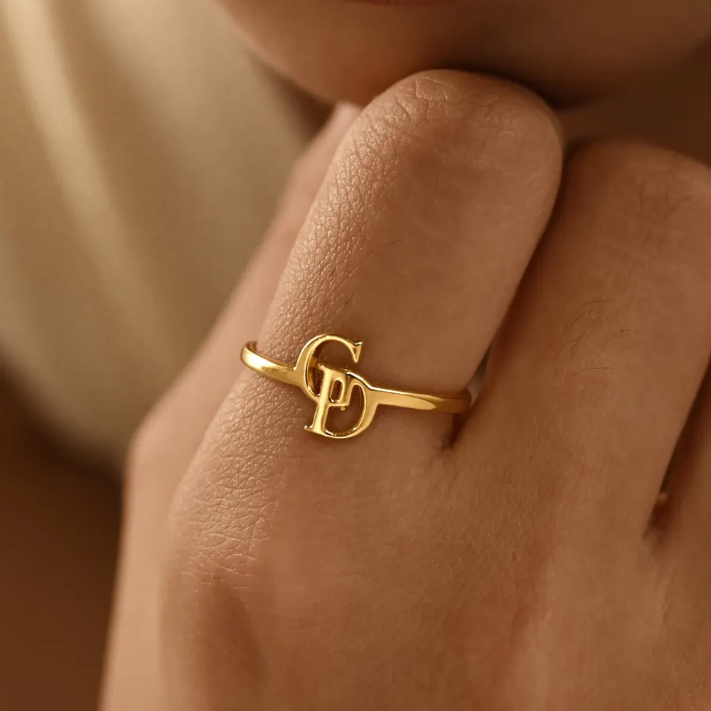 Customized Two Letter Ring for - Initial Ring Custom avis et prix