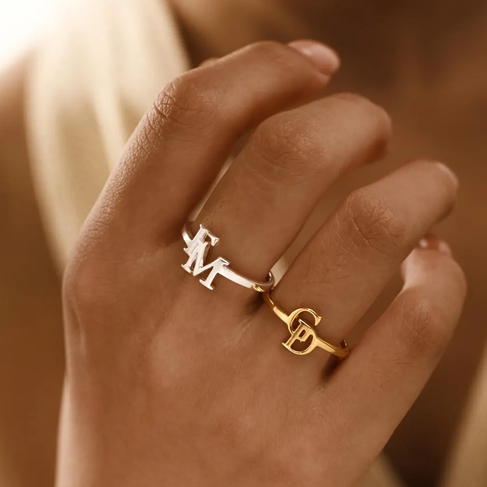 Customized Two Letter Ring for - Initial Ring Custom avis et prix