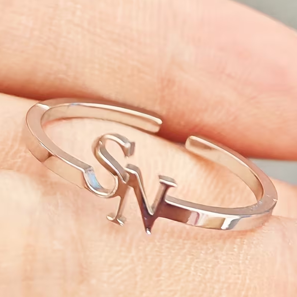 Customized Two Letter Ring for - Initial Ring Custom avis et prix