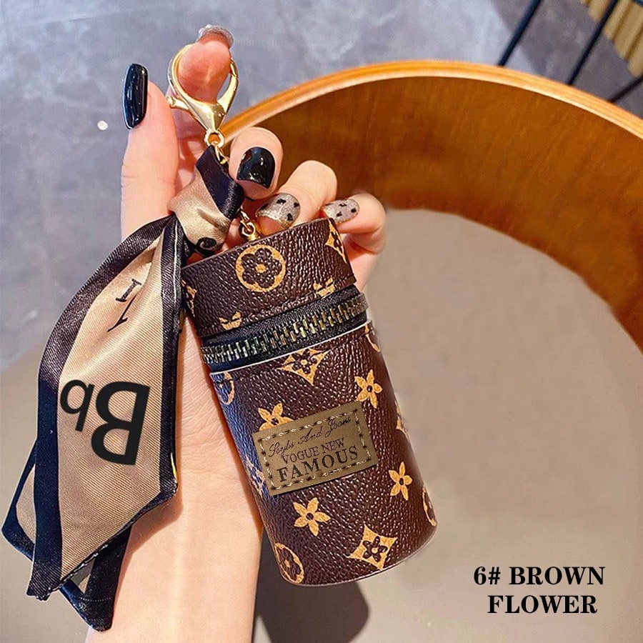 1pc Monogram Print Lipstick Ho - Monogram Keychain Leather avis et prix