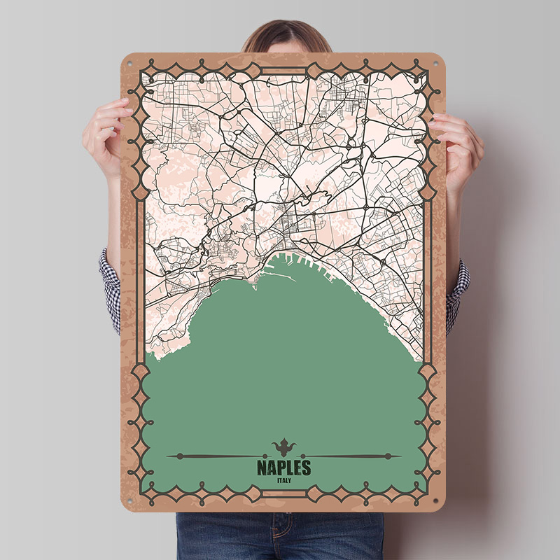 Naples City Map Tin Plaque Pos - Custom Map Poster avis et prix