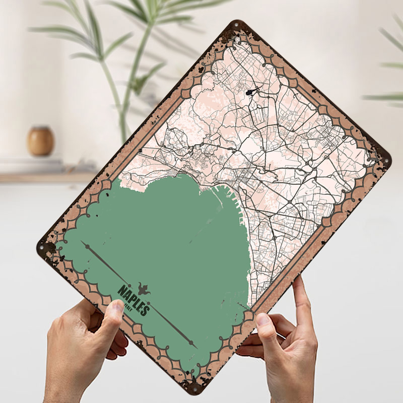 Naples City Map Tin Plaque Pos - Custom Map Poster avis et prix