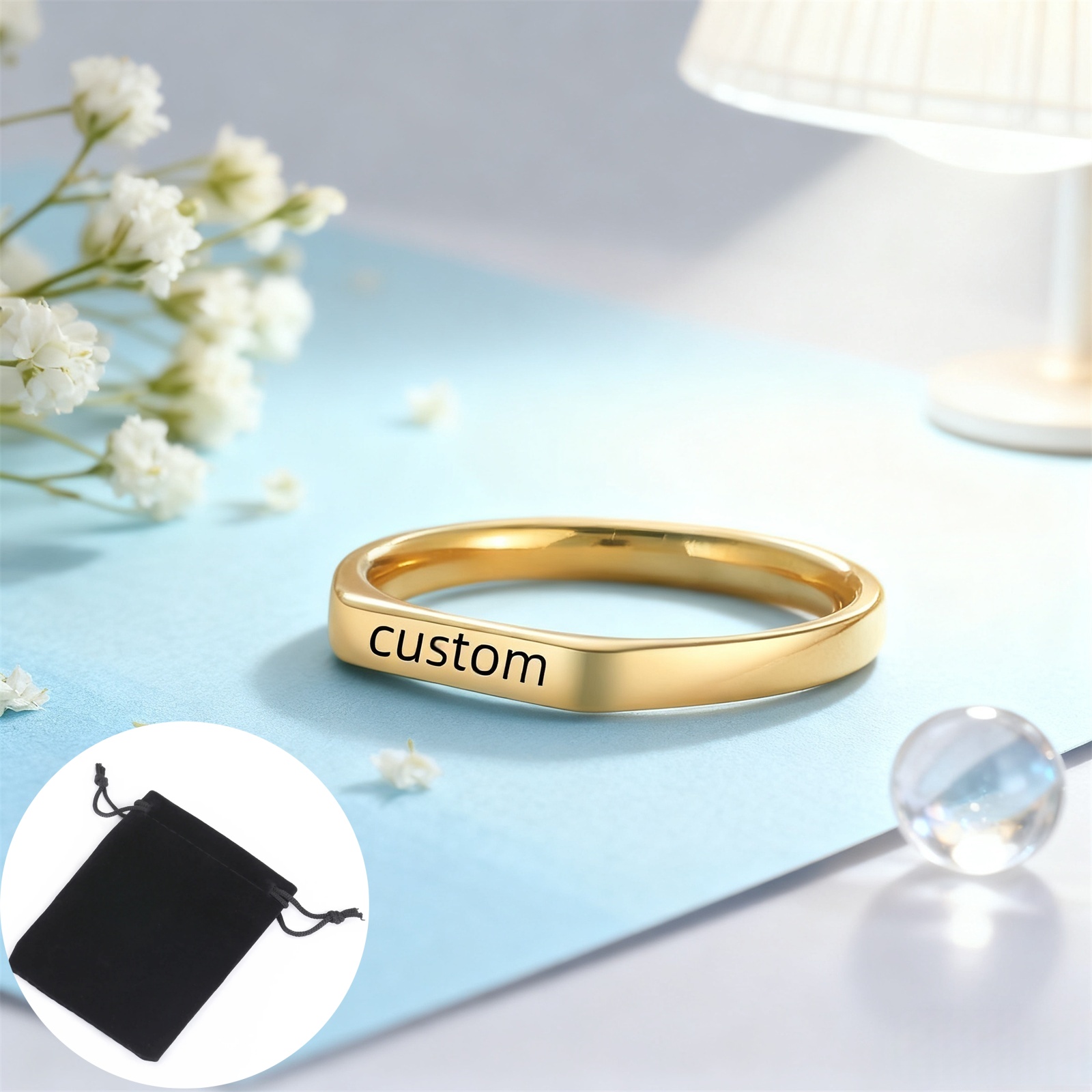Customized Date Name Ring Stai - Initial Ring Custom avis et prix