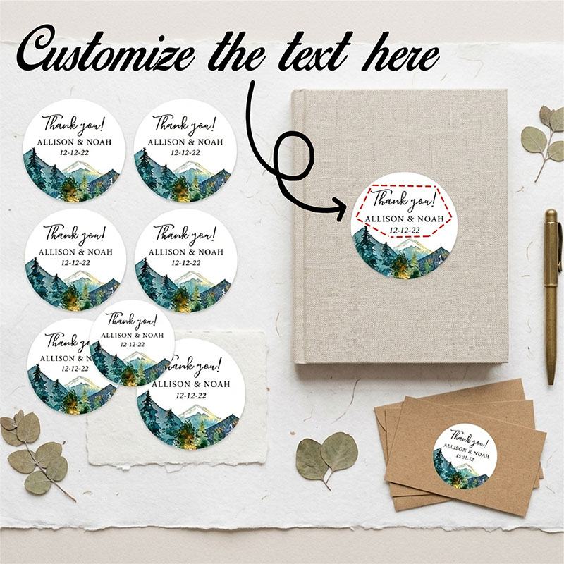 Custom Mountain Logo Round Sti - Personalized Name Box avis et prix