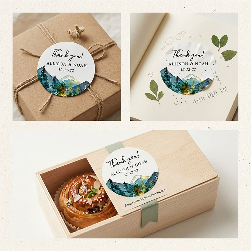 Custom Mountain Logo Round Sti - Personalized Name Box avis et prix
