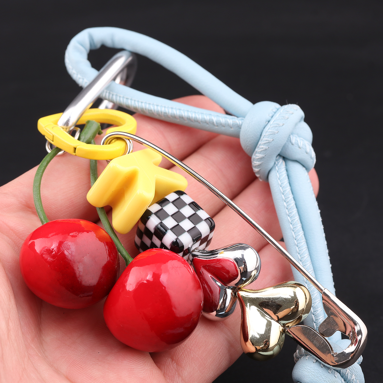 Y2k Cute Cherry Alphabet PU Le - Monogram Keychain Leather avis et prix