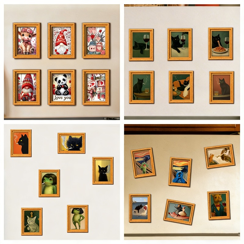 6Pcs/set Wooden Refrigerator M - Engraved Wood Frame avis et prix