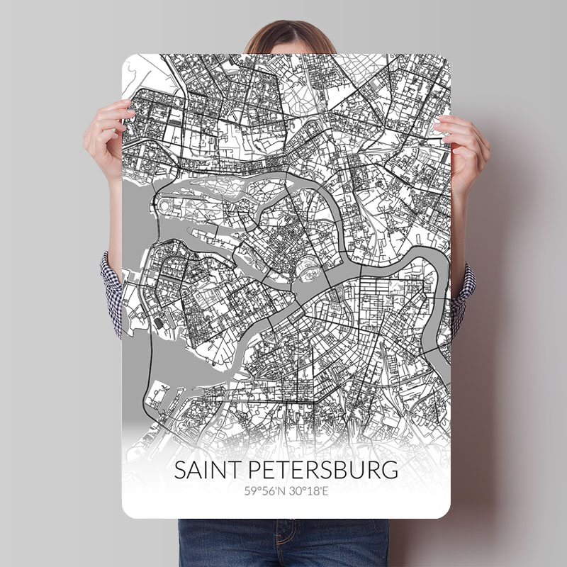 Saint Petersburg White Map Tin - Custom Map Poster avis et prix