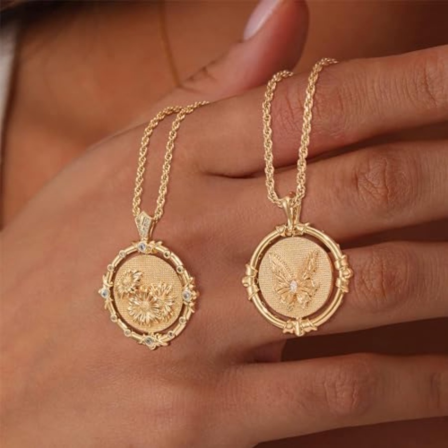 Fettero Gold Necklace for Wome - Birth Flower Necklace avis et prix