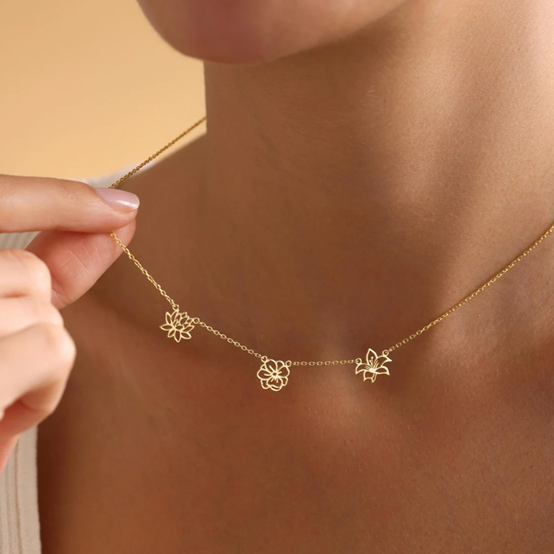 Customized Birth Flowers Neckl - Birth Flower Necklace avis et prix