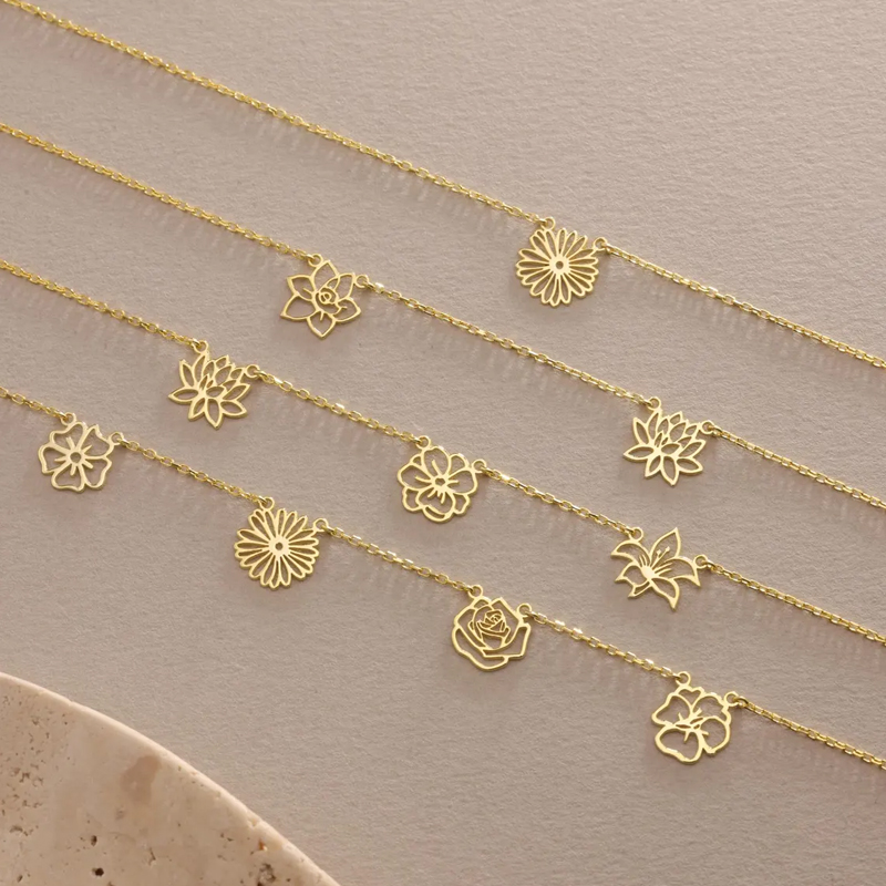 Customized Birth Flowers Neckl - Birth Flower Necklace avis et prix