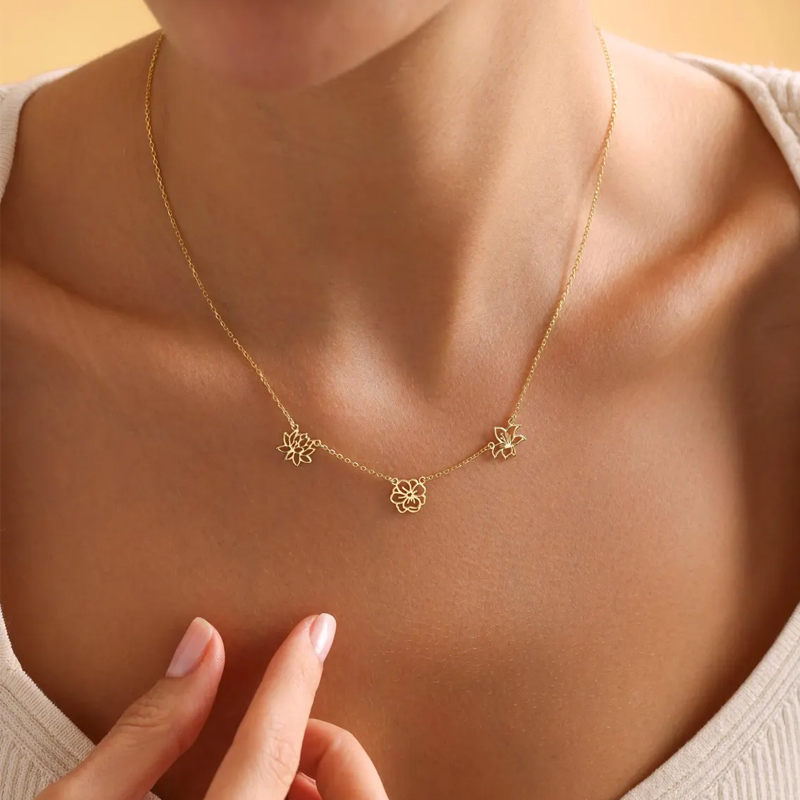Customized Birth Flowers Neckl - Birth Flower Necklace avis et prix