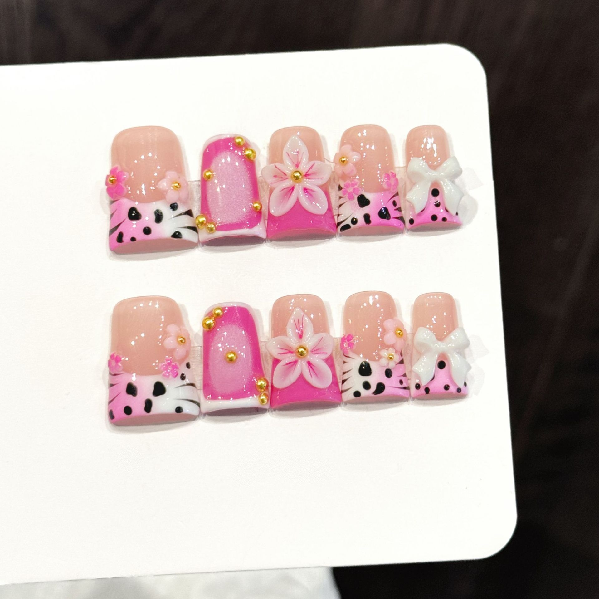 10pcs Ocean Style Fake Nails D - Pressed Flower Art avis et prix