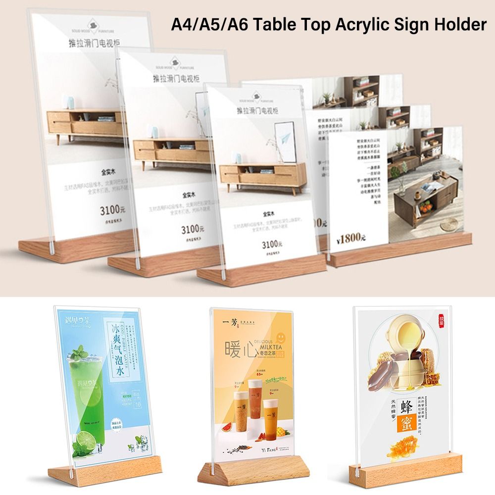 Durable Acrylic Table Top Sign - Engraved Wood Frame avis et prix